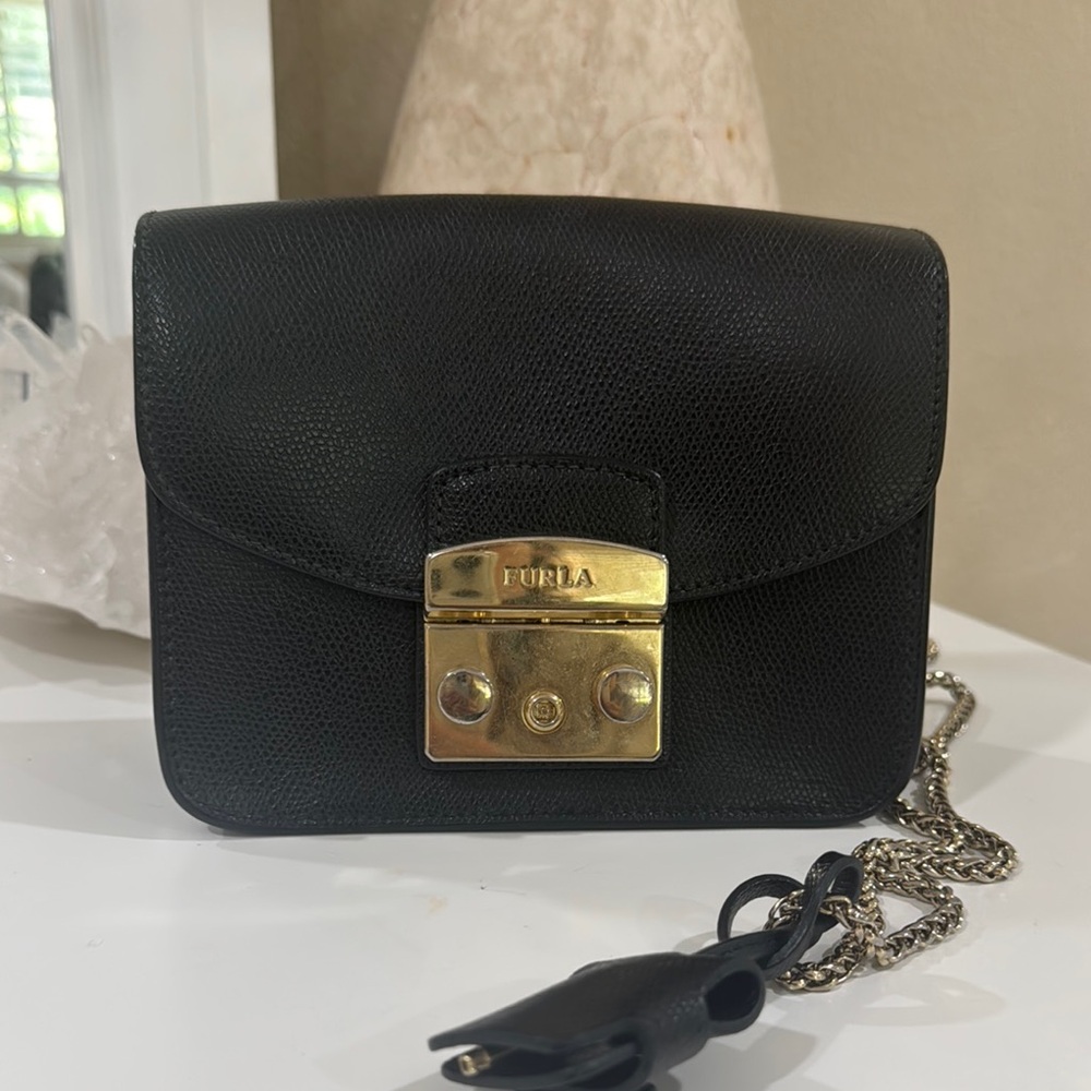 Furla Black Leather Crossbody Bag